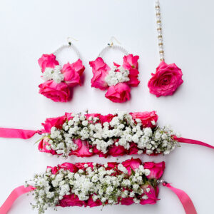 FL21 Full Flower Jewellery With Dark Pink Roses Babys Breath 300x300