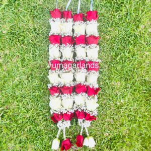G37 White Red Roses With Babys Breath For Each Rose 300x300